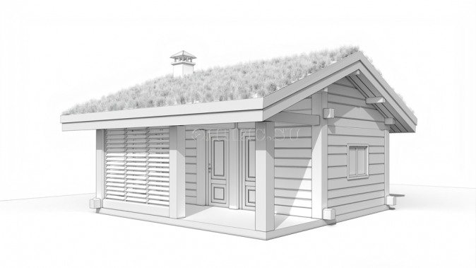 Русская паровая баня Элпис (  ставлафт. массив кедр, зеленая кровля 36 м2 )