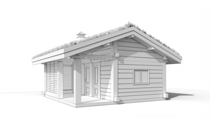 Русская паровая баня Элпис (  ставлафт. массив кедр, зеленая кровля 36 м2 )